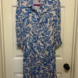 Cabi Blue Floral Button-Up Dress